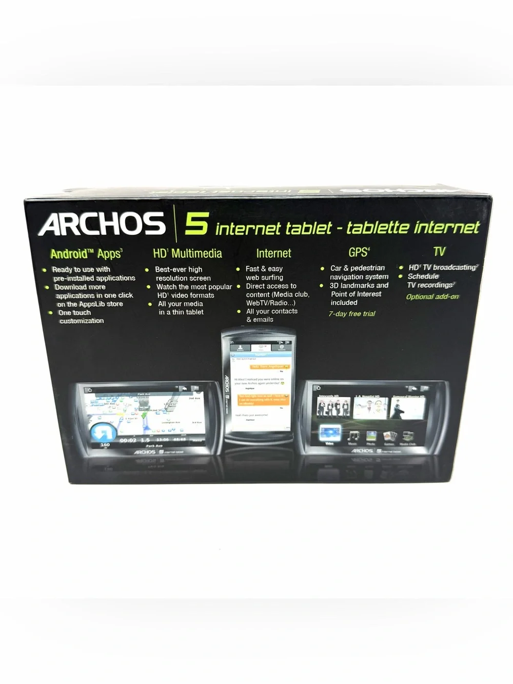 Archos 5 160GB Internet Tablet Android Interface HD GPS NOS Brand NEW Open Box